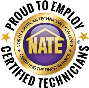 Proud to Employ Nate Certified Technicians graphic.